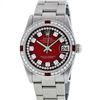Image 1 : Rolex Midsize Stainless Steel Ruby and Diamond DateJust Wristwatch
