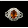 Image 2 : 14KT White Gold 2.20ct Mandarin Spessartite and Diamond Ring
