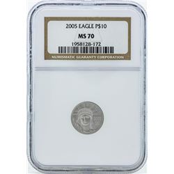 2005 $10 American Platinum Eagle Coin NGC MS70