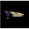 Image 1 : 18KT Two Tone Gold 2.82ct Blue Sapphire and Diamond Ring