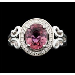 Platinum 2.59ct Pink Sapphire and Diamond Ring GIA Certified