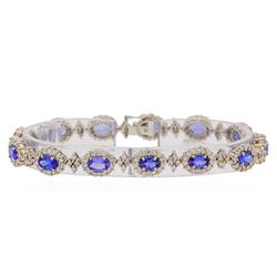 18KT White Gold 6.40ctw Tanzanite and Diamond Bracelet