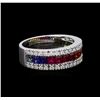 Image 1 : 14KT White Gold 2.04ctw Multi Colored Sapphire and Diamond Ring