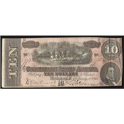 1864 $10 The Confederate States of America Note