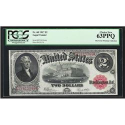1917 $2 Legal Tender Note PCGS Choice New 63PPQ