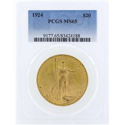 1924 $20 St. Gaudens Double Eagle Gold Coin PCGS MS65