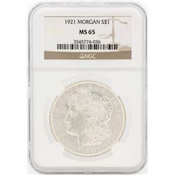 1921 $1 Morgan Silver Dollar Coin NGC MS65