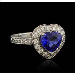 14KT White Gold 3.03ct Blue Sapphire and Diamond Ring