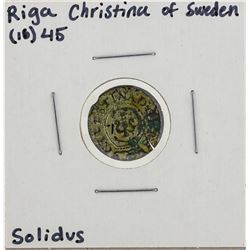 1645 Riga Christina of Sweden Solidus Coin