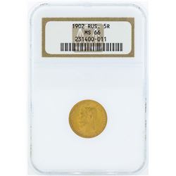 1902 Russia 5 Roubles Gold Coin NGC MS66