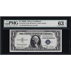 1935D $1 Silver Certificate Note Wide PMG Choice Uncirculated 63EPQ