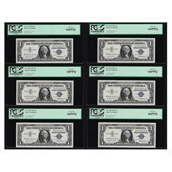 (6) Sequential 1957 $1 Silver Certificate Notes PCGS Gem New 66PPQ