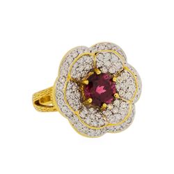 18KT Yellow Gold 2.55ct Red Spinel and Diamond Ring