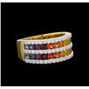 Image 1 : 14KT Yellow Gold 2.67ctw Multi Colored Sapphire and Diamond Ring