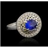 Image 1 : 14KT White Gold 2.19ct Blue Sapphire and Diamond Ring