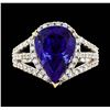 Image 1 : 18KT White Gold 6.13ct Tanzanite and Diamond Ring