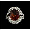 Image 2 : 14KT Yellow Gold 7.50ct Malaya Garnet and Diamond Ring