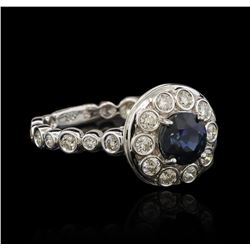 18KT White Gold 1.57ct Blue Sapphire and Diamond Ring