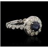 Image 1 : 18KT White Gold 1.57ct Blue Sapphire and Diamond Ring