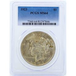 1923 $1 Peace Silver Dollar Coin PCGS MS64