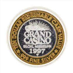 .999 Silver Grand Casino $10 Casino Gaming Token Limited Edition
