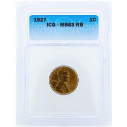 1927 Lincoln Wheat Penny ICG MS63RB