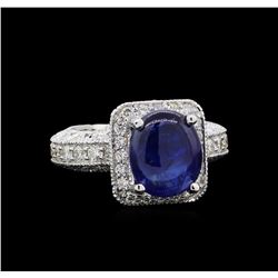 14KT White Gold 6.48ct GIA Cert Sapphire and Diamond Ring