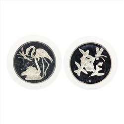 Lot of (2) Franklin Mint Great Flamingo and Ruby-Throated Hummingbird Art Medals