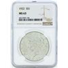 Image 1 : 1922 $1 Peace Silver Dollar Coin NGC MS63