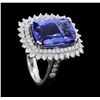Image 4 : Platinum 9.18ct Tanzanite and Diamond Ring