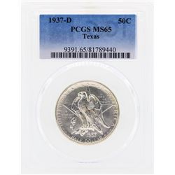 1937-D Texas Commemorative Half Dollar Coin PCGS MS65