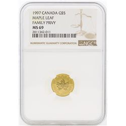 1997 $5 Canada Maple Leaf Gold Coin Family Privy NGC MS69