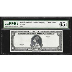 1929 American Bank Note Company Test Note 10 Units PMG Gem Uncirculated 65EPQ