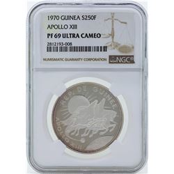 1970 Guinea 250 Francs Apollo XIII Proof Silver Coin NGC PF69 Ultra Cameo