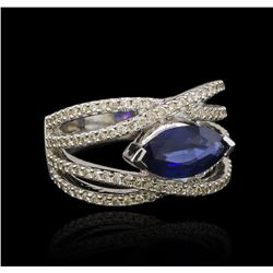 18KT White Gold 2.33ct Blue Sapphire and Diamond Ring