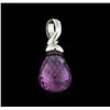 Image 2 : 14KT White Gold 20.50ct Amethyst and Diamond Pendant