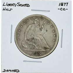 1877-CC Seated Liberty Half Dollar Coin Damaged