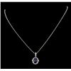 Image 1 : 14K White Gold 4.07 ct. Tanzanite and Diamond Pendant with Chain