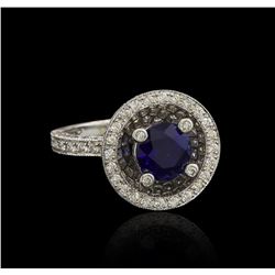 14KT White Gold 3.60ct GIA Cert Blue Sapphire and Diamond Ring