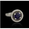Image 1 : 14KT White Gold 3.60ct GIA Cert Blue Sapphire and Diamond Ring