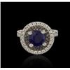 Image 2 : 14KT White Gold 3.60ct GIA Cert Blue Sapphire and Diamond Ring