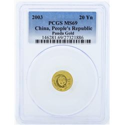 2003 China Panda 20 Yuan Gold Coin PCGS MS69