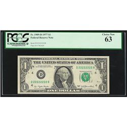 1977 $1 Federal Reserve Note Solid Serial Number PCGS Choice New 63