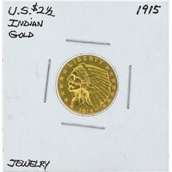 1915 $2 1/2 Indian Head Quarter Eagle Gold Coin - Jewelry