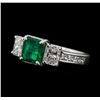 Image 2 : 14KT White Gold 1.30ct Emerald and Diamond Ring