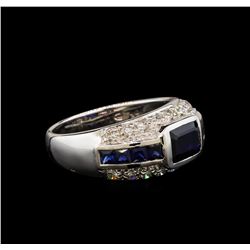 14KT White Gold 1.86ct Blue Sapphire and Diamond Ring