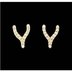 14KT Yellow Gold Ladies 0.10ctw Diamond Wishbone Stud Earrings