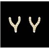 Image 1 : 14KT Yellow Gold Ladies 0.10ctw Diamond Wishbone Stud Earrings