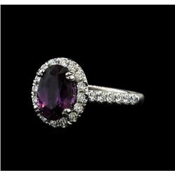 14KT White Gold 2.66ct GIA Cert Purple Sapphire and Diamond Ring