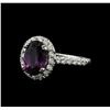 Image 1 : 14KT White Gold 2.66ct GIA Cert Purple Sapphire and Diamond Ring